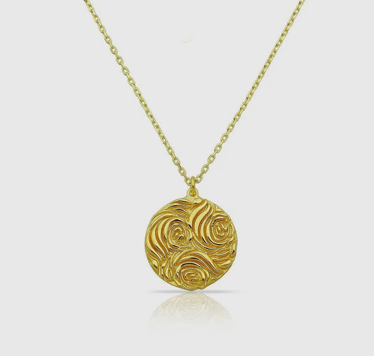 Loverly Flower Coin Pendant Necklace