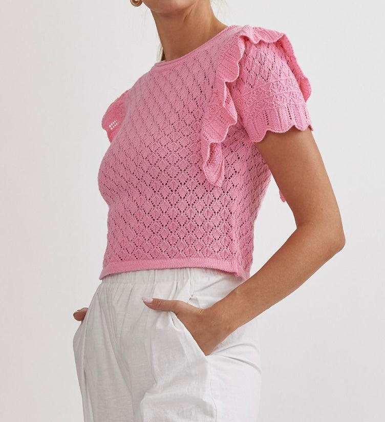 April Lace Sweater Pink