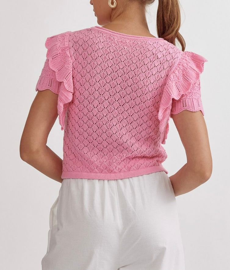 April Lace Sweater Pink