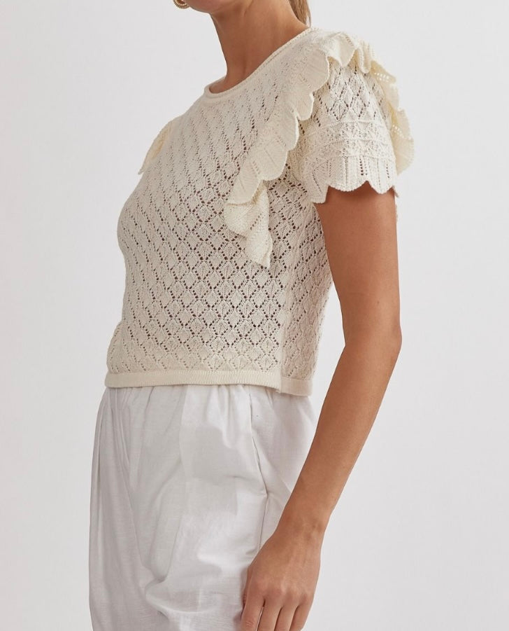 April Lace Sweater Off White