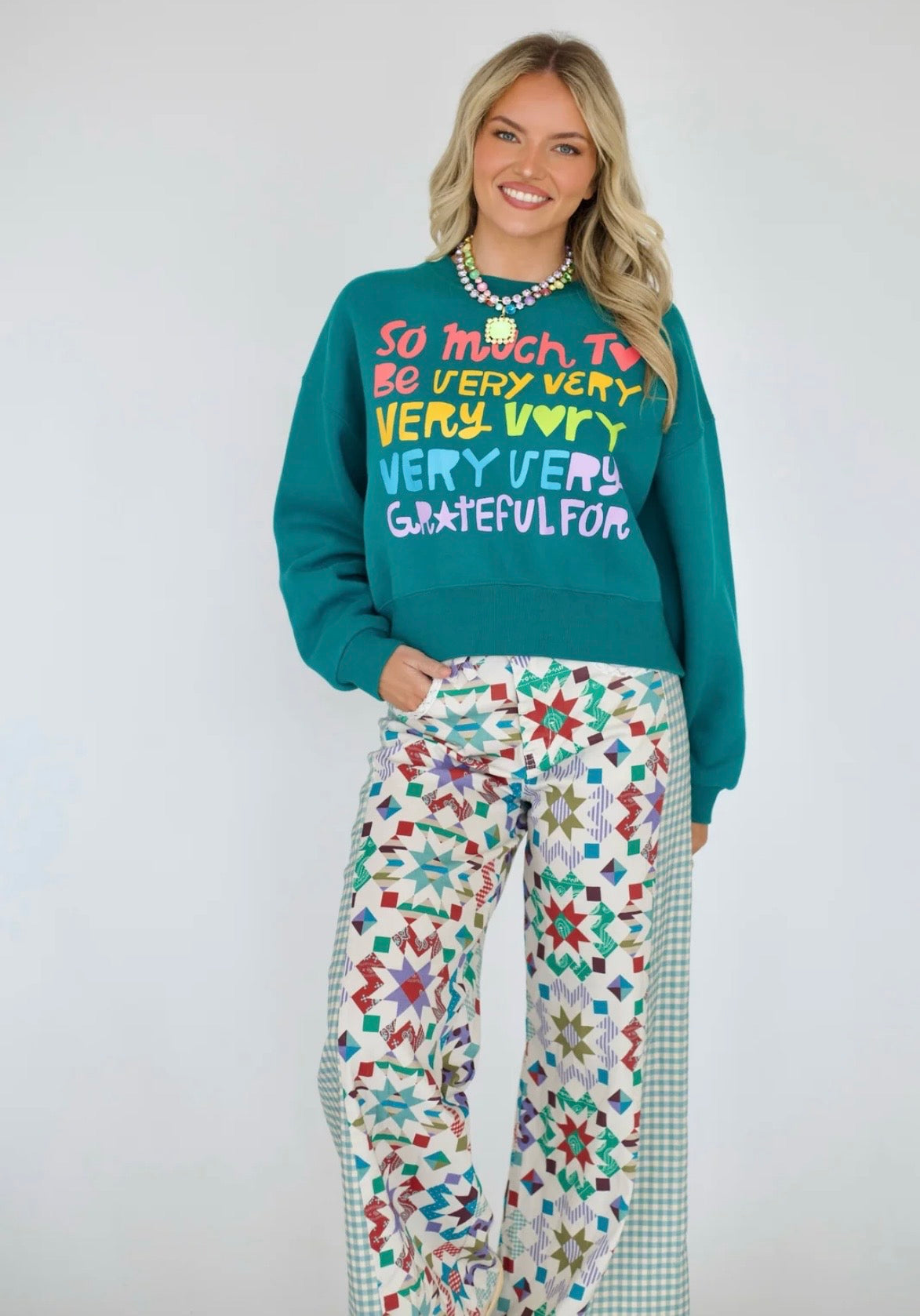 So Very Very Grateful Crop Sweatshirt