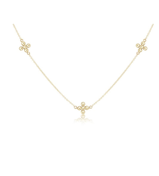 15” Choker Simplicity Chain Gold - Classic Beaded Signature Cross Gold