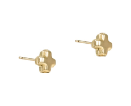 Signature Cross Small Gold Stud - Gold