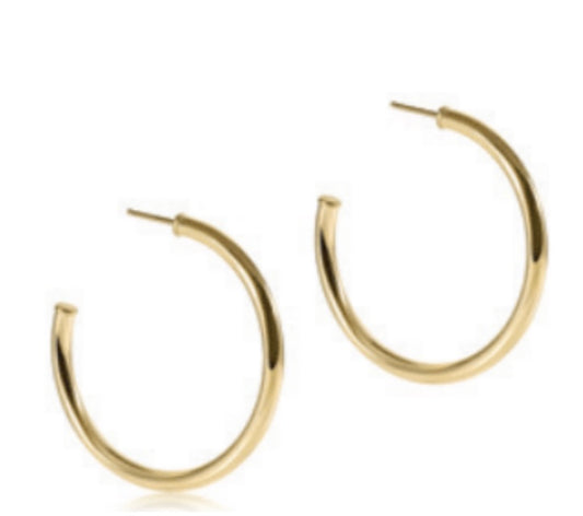 Round Gold 1.5" Post Hoop - 3mm - Smooth
