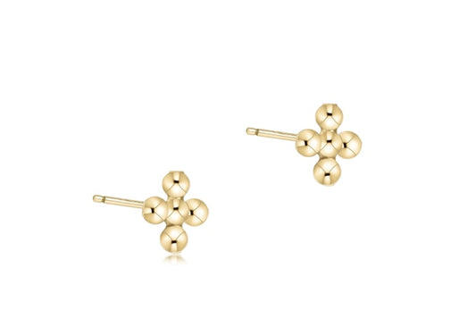 Classic Beaded Signature Cross Small Stud - 2mm Bead