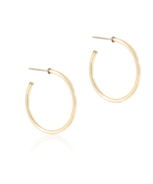 Round Gold 1.25” Post Hoop 2mm Smooth