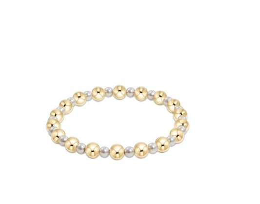 enewton extends - Pearl Grateful Pattern 4mm Bead Bracelet - 6mm Gold