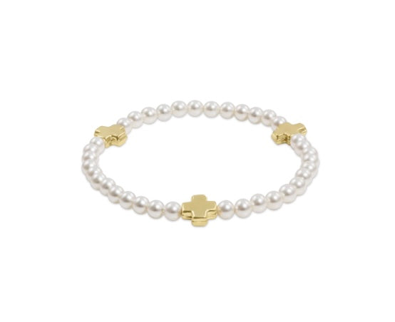 enewton Extends - Signature Cross Pearl Pattern 4mm Gold