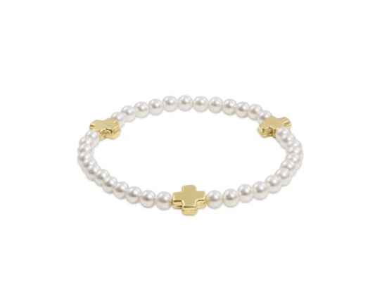 enewton Extends - Signature Cross Pearl Pattern 4mm Gold