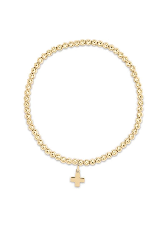 EGIRL Classic Gold 3mm bead bracelet - Signature Cross Gold Charm