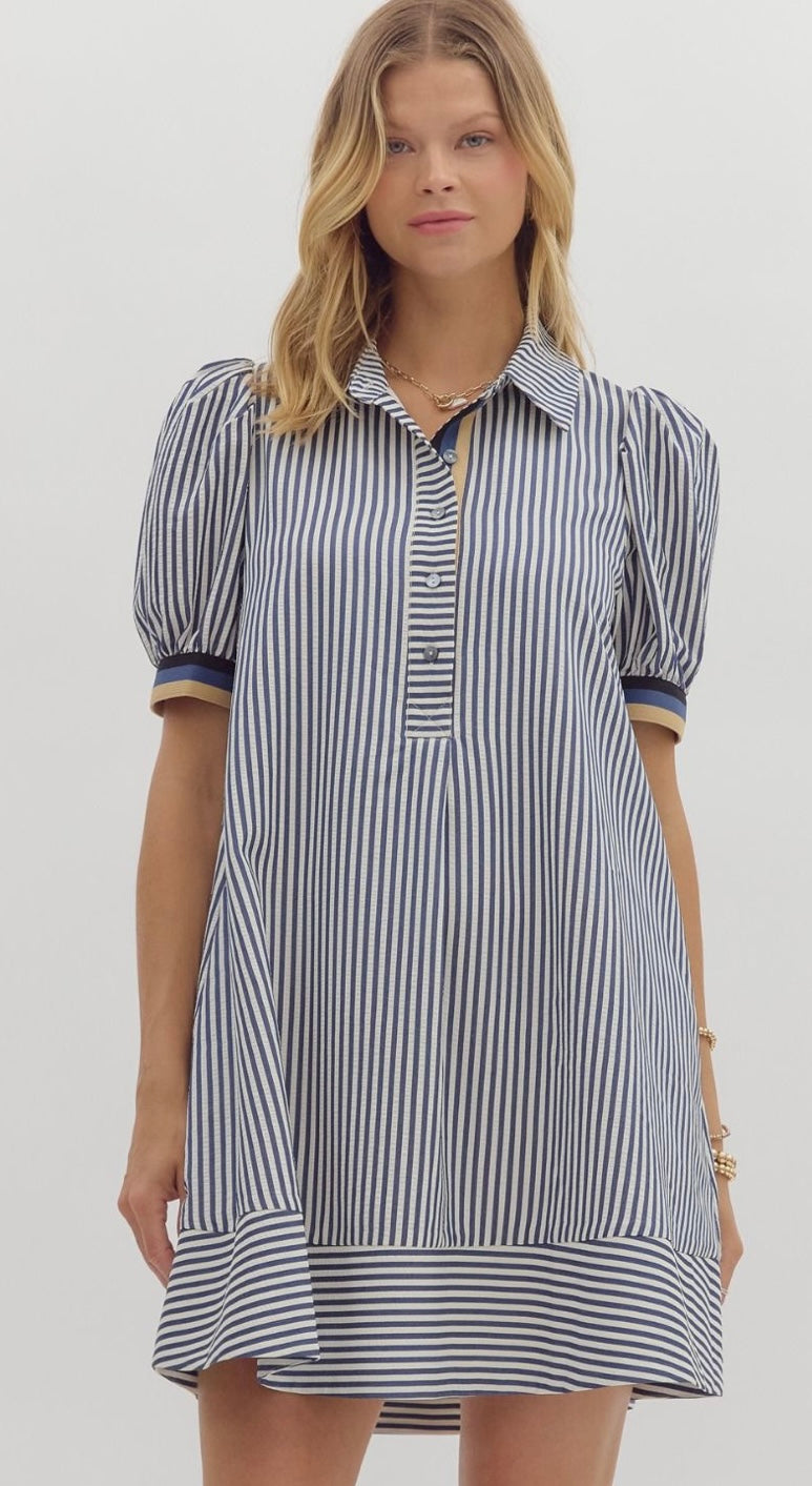 Don’t Turn Back Navy Striped Dress
