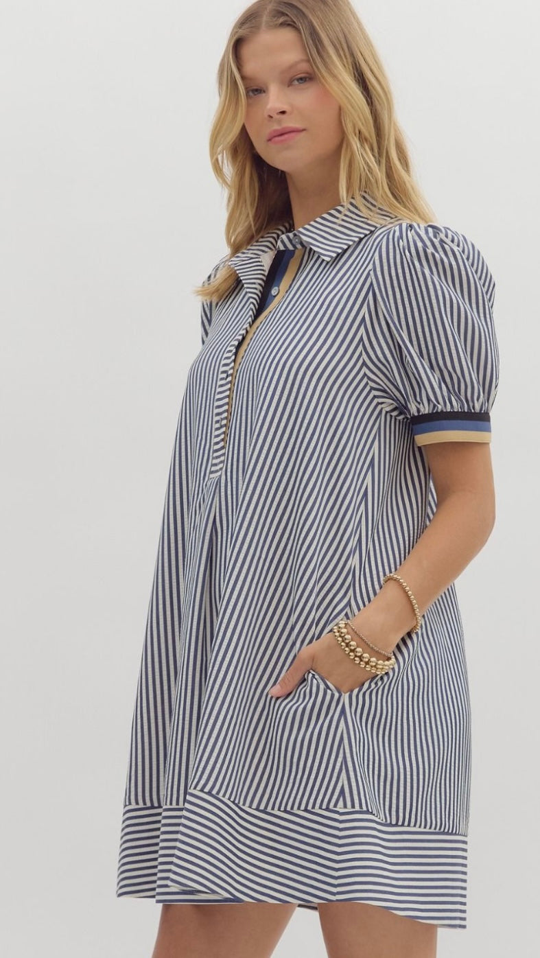 Don’t Turn Back Navy Striped Dress
