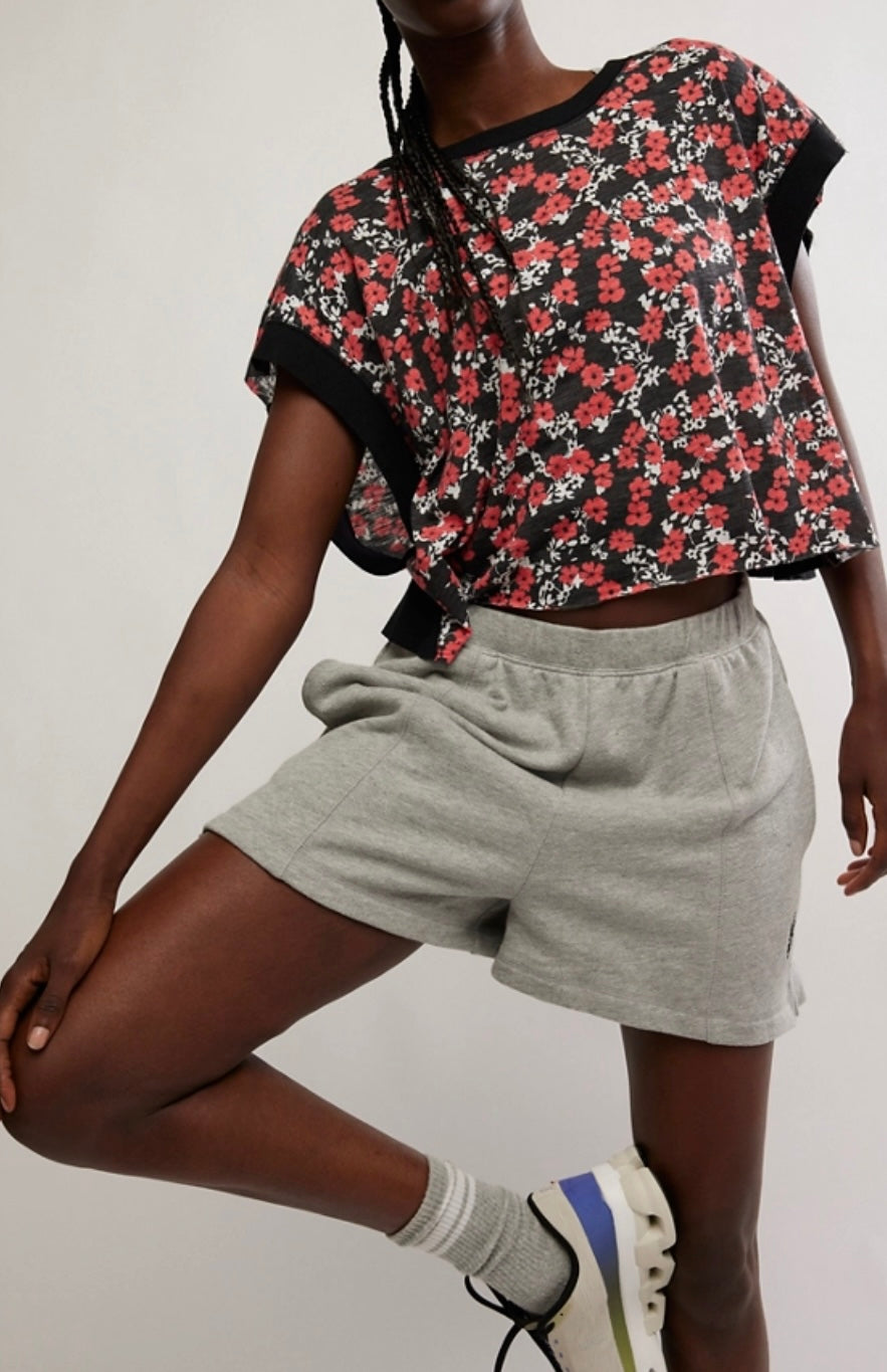 My Time Tee Cranberry Ditsy Black