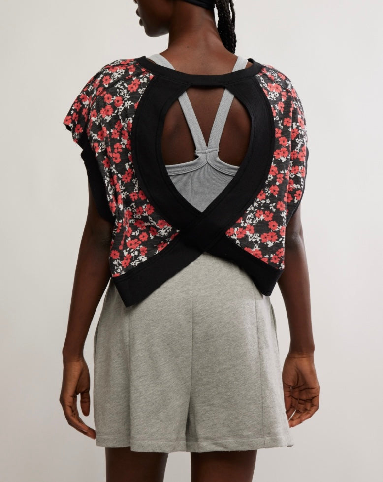 My Time Tee Cranberry Ditsy Black