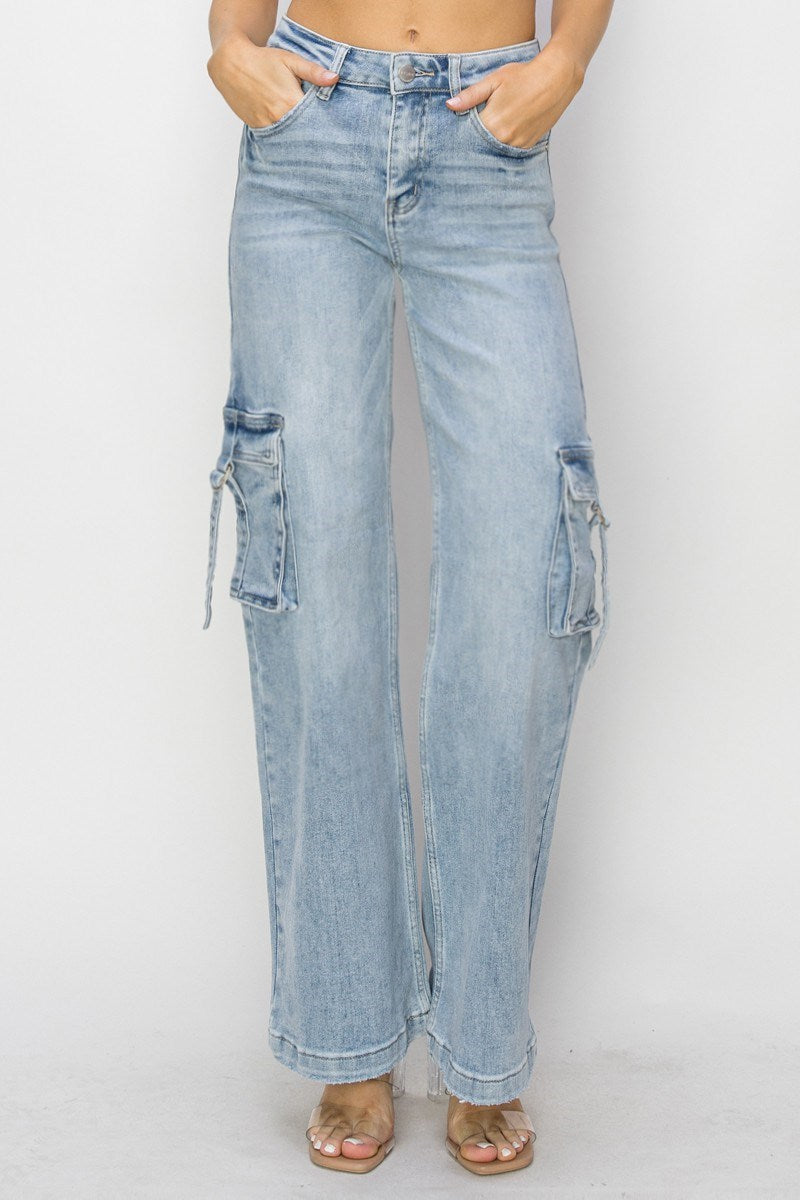 Felicia Cargo Pocket Wide Leg Denim