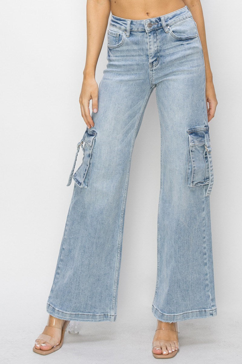 Felicia Cargo Pocket Wide Leg Denim