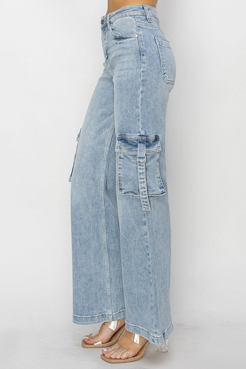 Felicia Cargo Pocket Wide Leg Denim