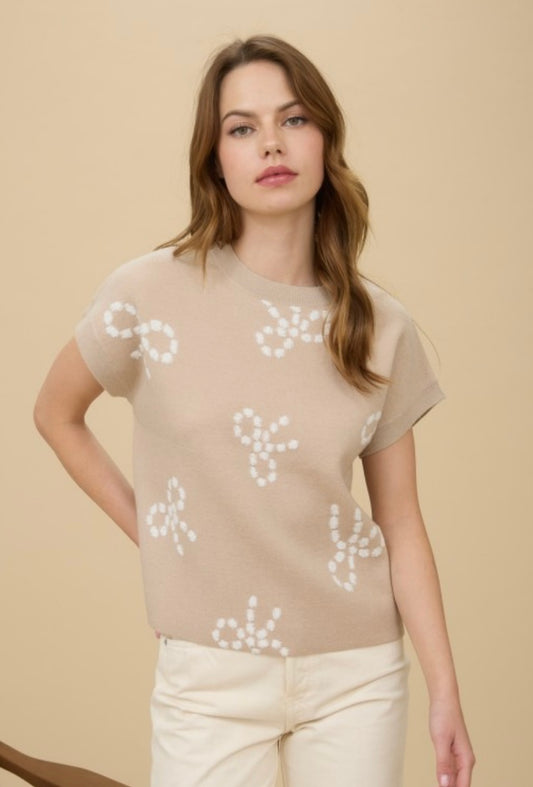 Southern Bow Taupe SS Sweater