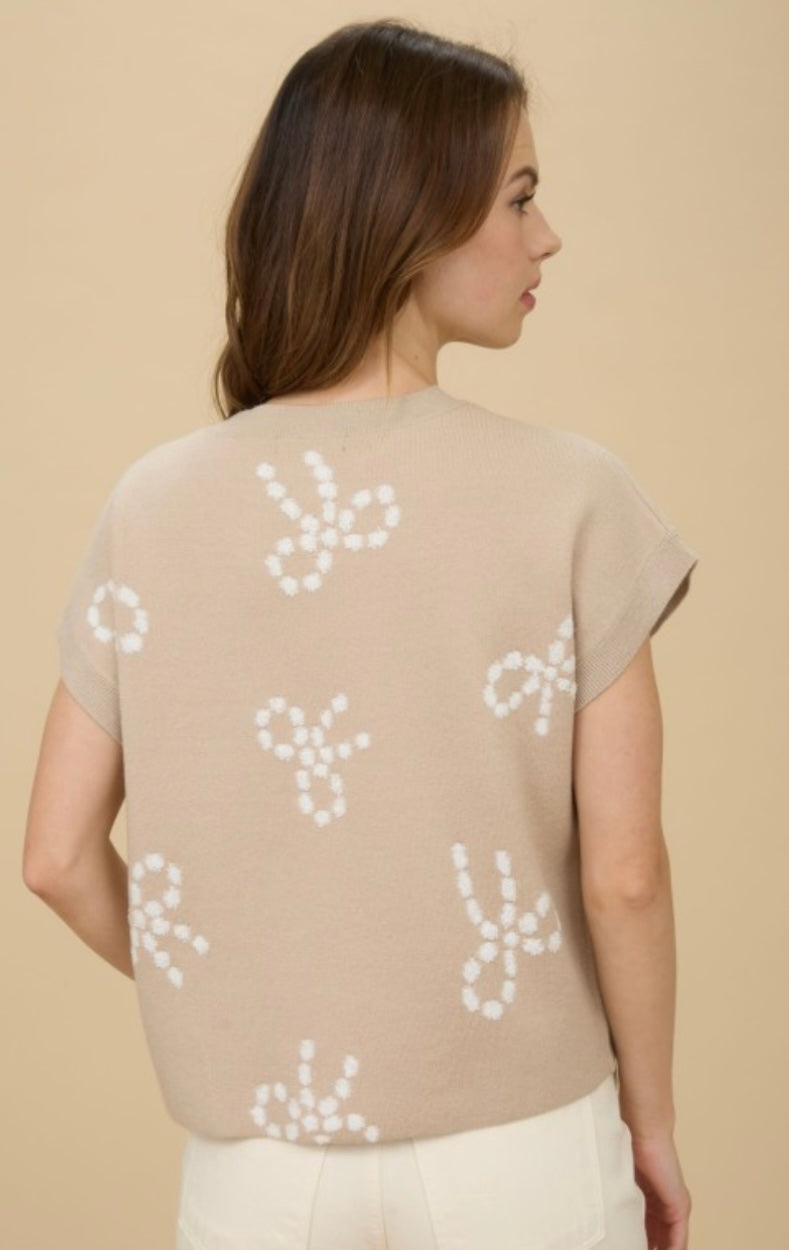 Southern Bow Taupe SS Sweater