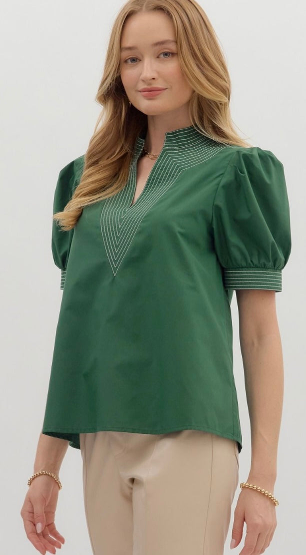 Follow The Leader Blouse Hunter Green