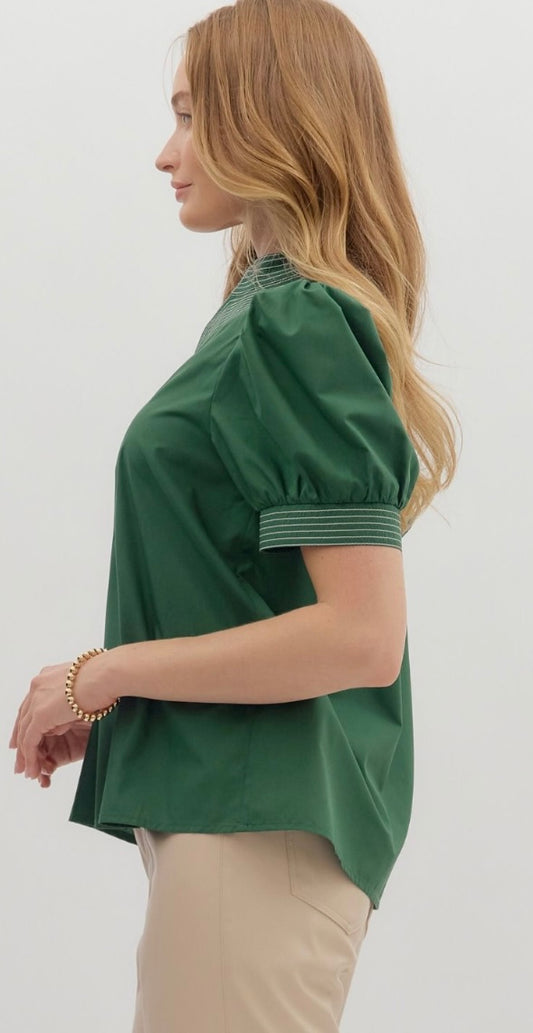 Follow The Leader Blouse Hunter Green