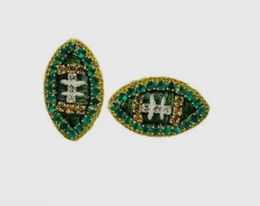 GL Football Thread Stud Earrings - Green & Gold