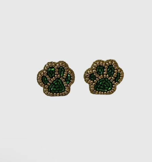 GL Paw Thread Earrings - Green & Gold