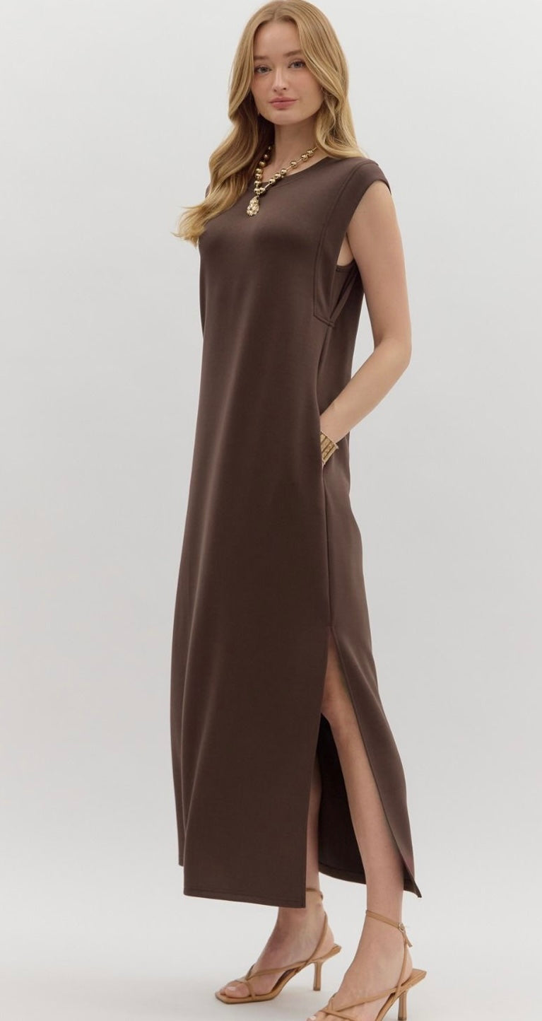 Simply & Sweet Brown Maxi Dress