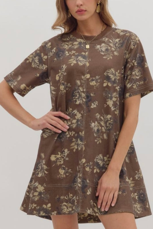 Fall Blooms Brown Dress
