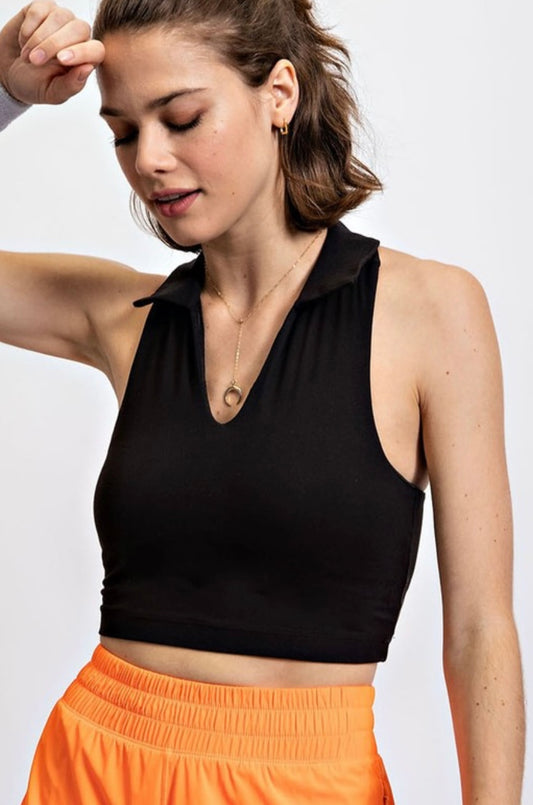 Butter Soft Collared Cropped Sports Tank