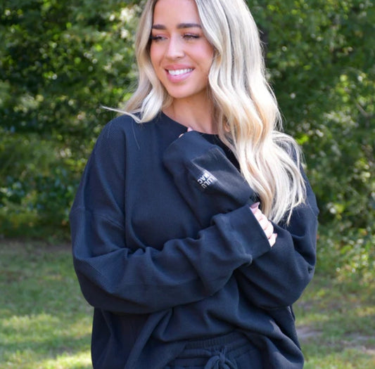 LuLu Mac Waffle Top Black