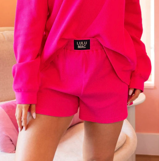 LuLu Mac Hot Pink Waffle Shorts