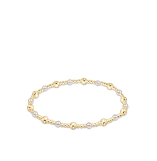 Classic Gold Sincerity Pattern 4mm Bead Bracelet - Pearl