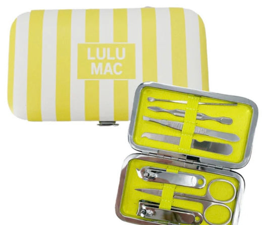 Yellow Stripe Darby Manicure Set