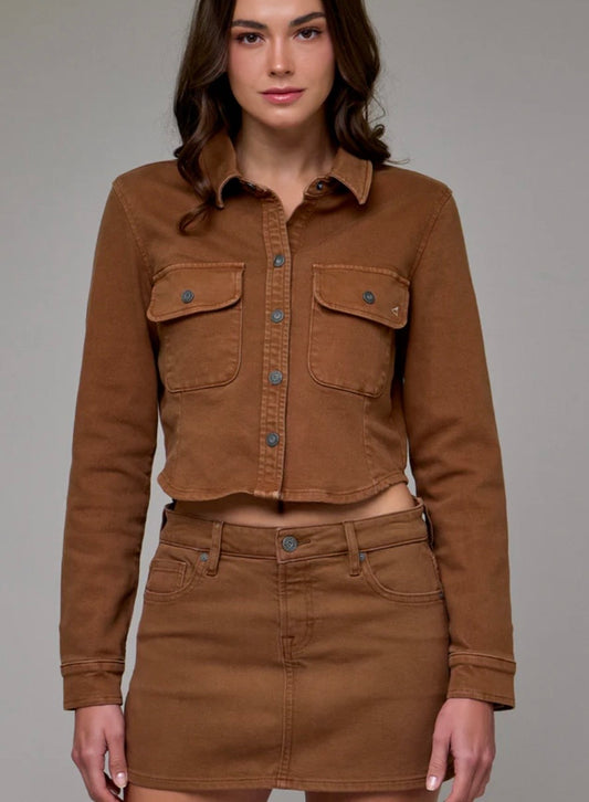 Abbey Tawney Wash Tapered Button Up Shirt/Jacket