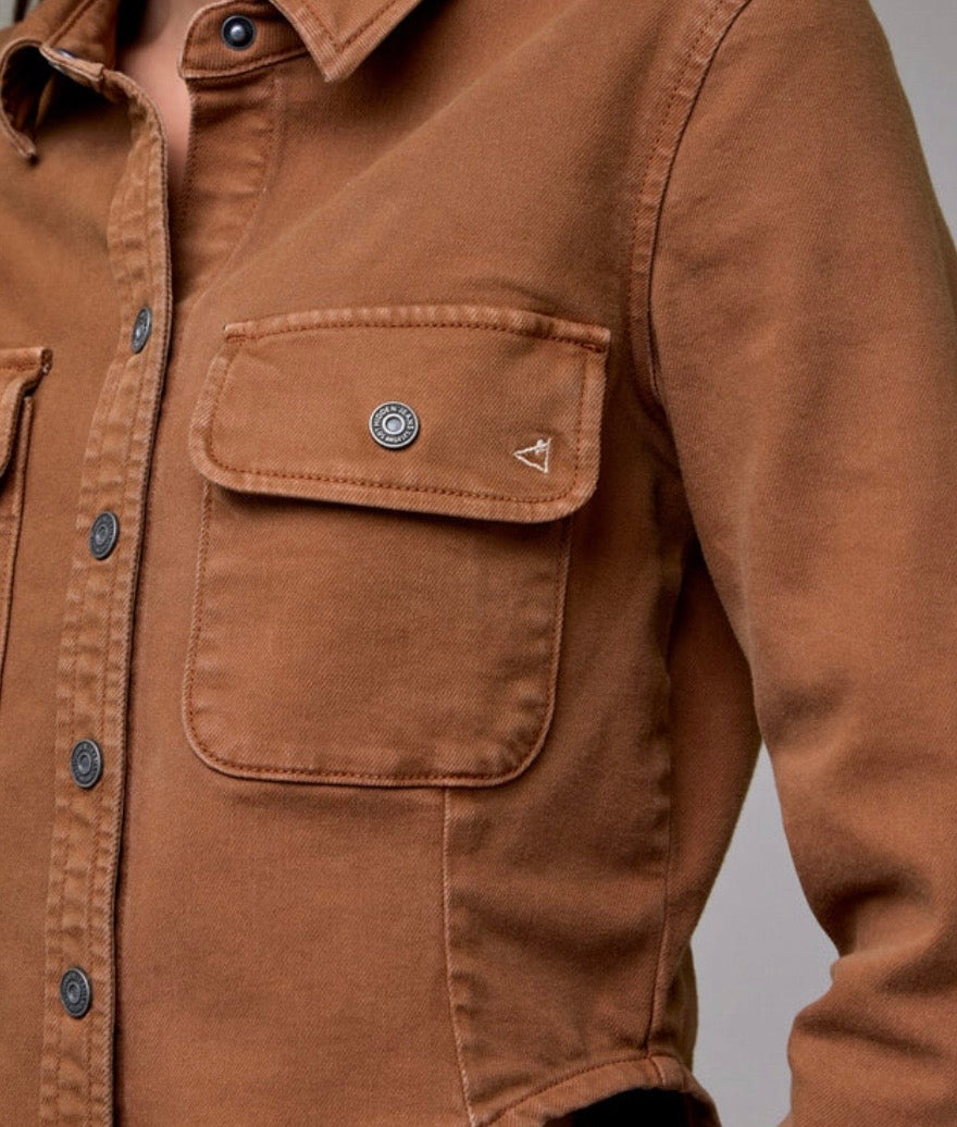 Abbey Tawney Wash Tapered Button Up Shirt/Jacket