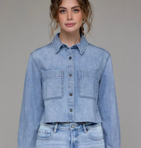Abbey Vintage Wash Cropped Denim Shirt