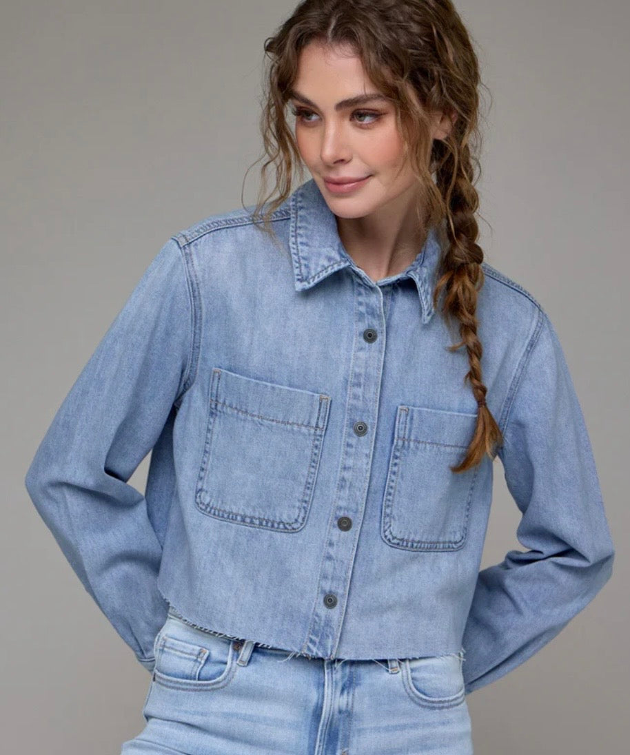 Abbey Vintage Wash Cropped Denim Shirt