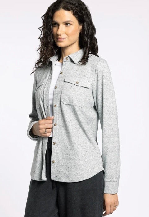 Cassian Button Up in Heathered Grey