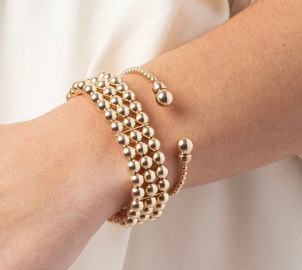 Classic Gold 3mm Bead Cuff - Gold