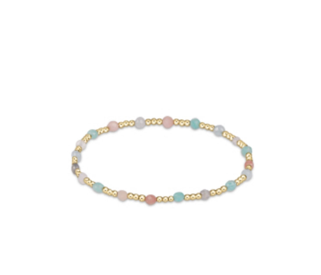 Gemstone Gold Sincerity Pattern 3mm Bead Bracelet - Hot Mess