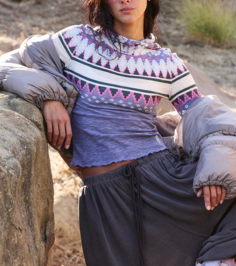 Printed Breathe Easy Printed Layer Plaid Fairisle Graph