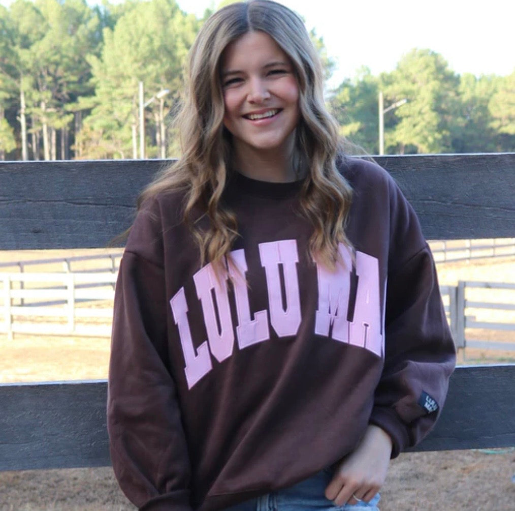 Brown With Pink Stitch LuLu Mac Sweatshirt