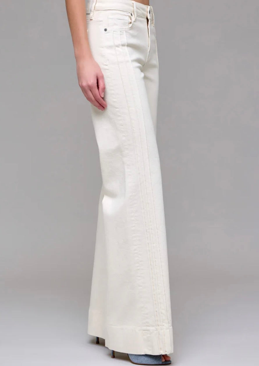 Happi Ecru Wash Pintuck Mid Rise Comfort Flare