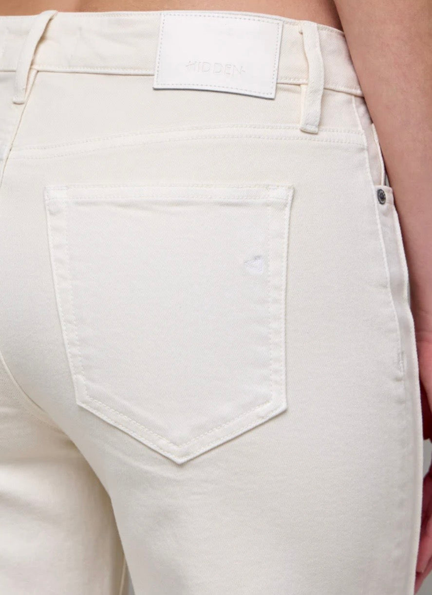 Happi Ecru Wash Pintuck Mid Rise Comfort Flare