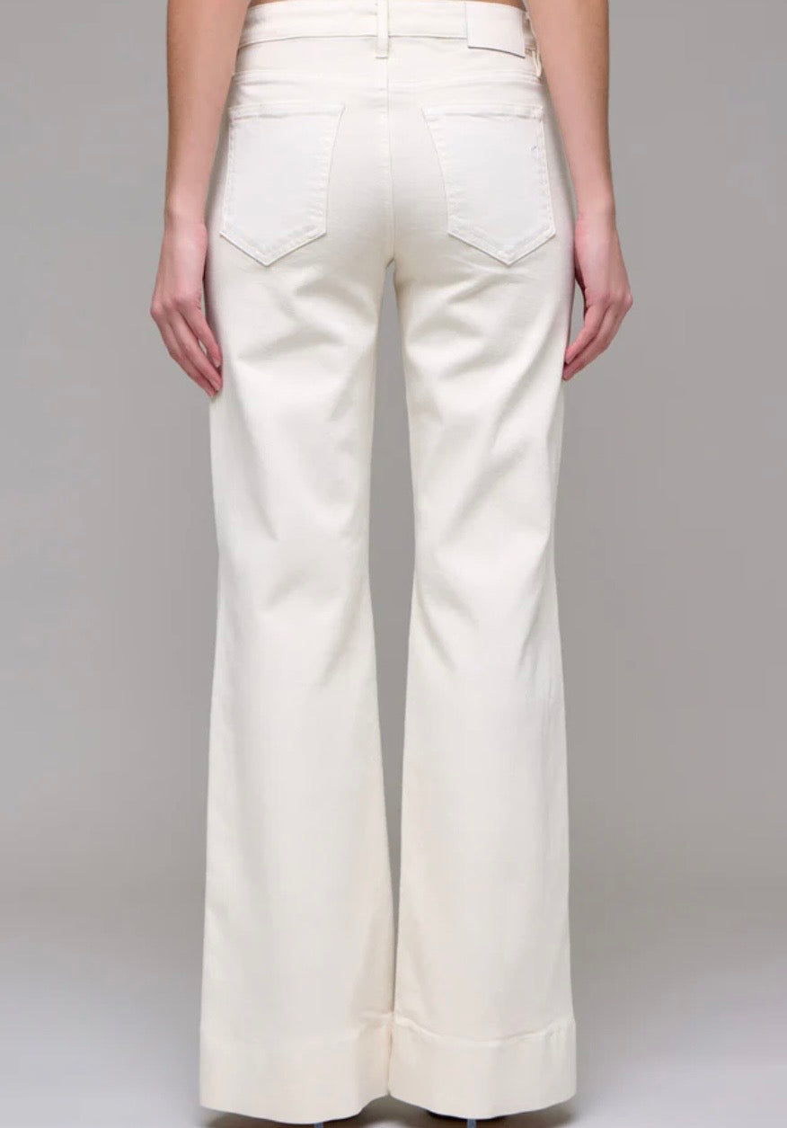 Happi Ecru Wash Pintuck Mid Rise Comfort Flare