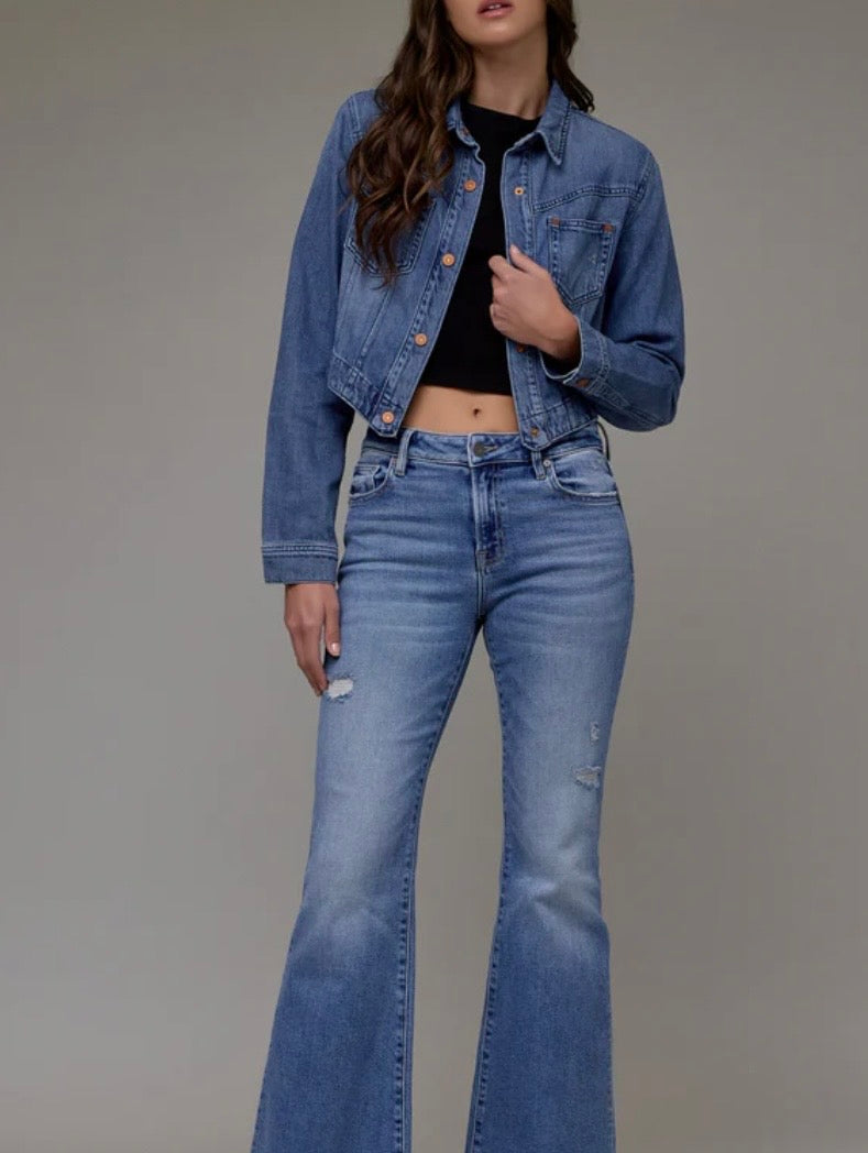 Rebel Medium Wash Super Soft Cropped Denim Jacket