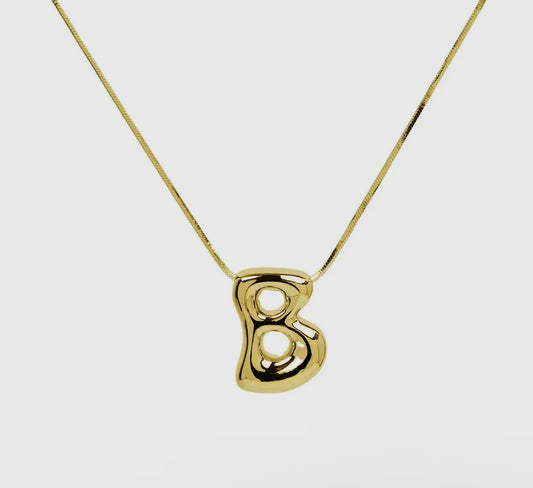 Initial Balloon Bubble 18K Gold Filled Smooth Chain Necklace