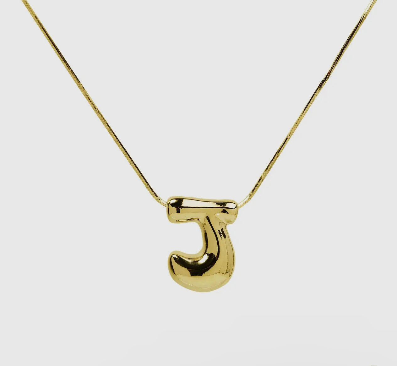 Initial Balloon Bubble 18K Gold Filled Smooth Chain Necklace