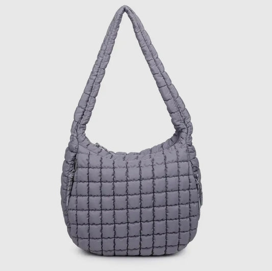 Revive Quilted Nylon Hobo Grey